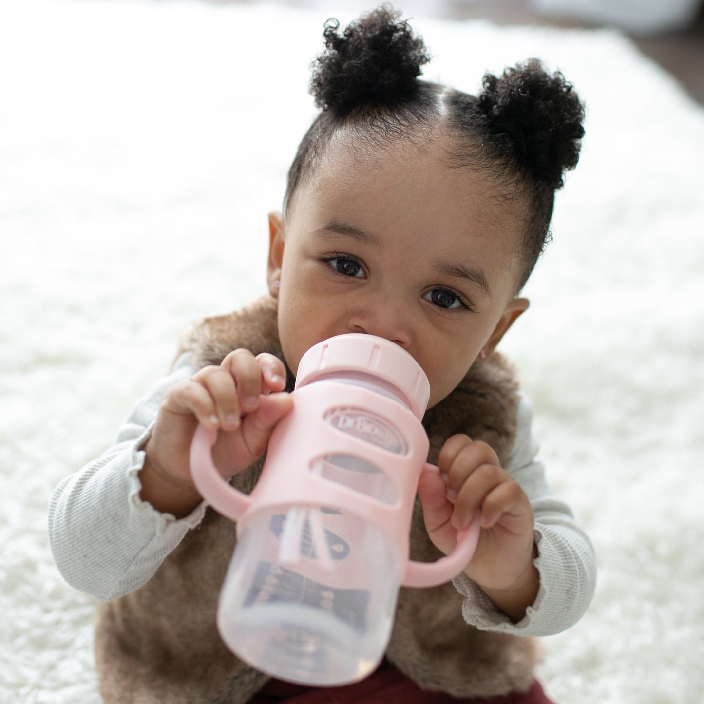 Dr. Brown's Milestones Wide-Neck Sippy Spout Bottle with Silicone Handles, 9 oz/270 mL